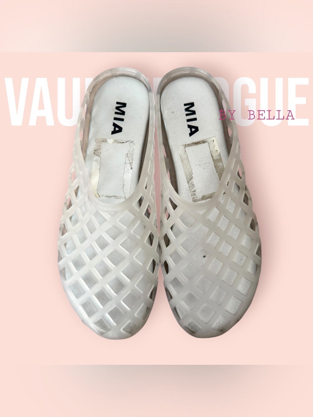 MIA White Lattice Slip-On Mule